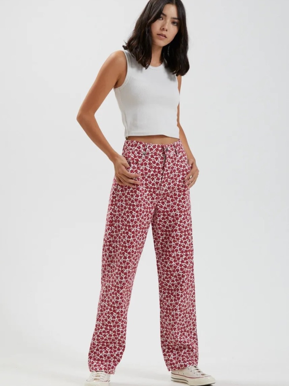 Afends Hemp Shelby Red Printed Pants Size 26